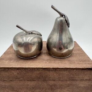 Web Pewter Vintage Apple Pear Fruit Salt & Pepper Shaker Set